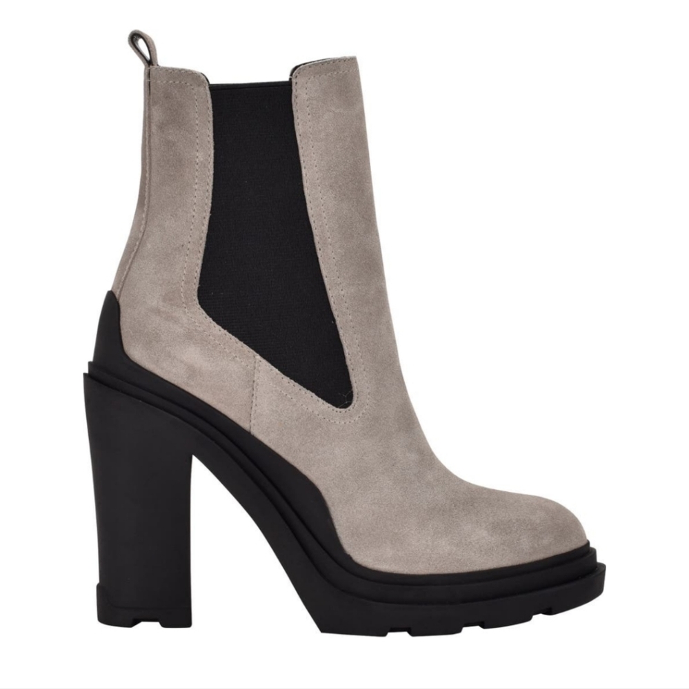 Marc Fisher Ramio Suede Leather Lug Sole Heeled Boot Designer Luxury #565